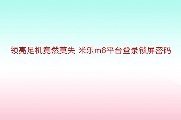 领亮足机竟然莫失 米乐m6平台登录锁屏密码